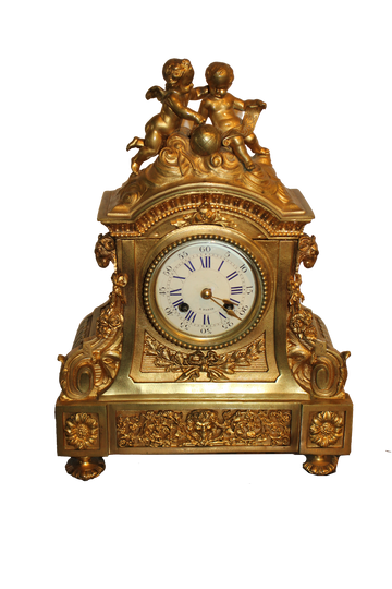 Horloge de table en bronze doré de style Louis XIV - XIXe siècle