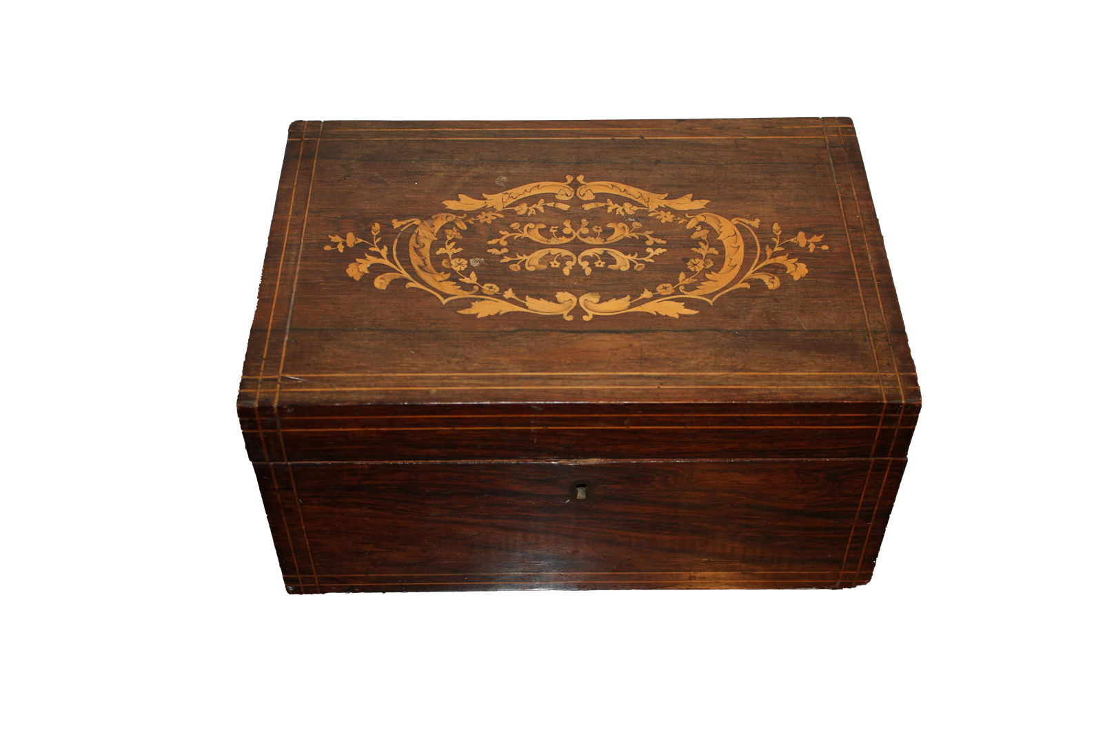 Boîte en palissandre incrusté de style Charles X, datant du XIXe siècle.