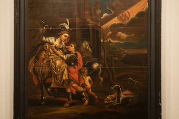 Olio su tavola Francese del 1600 Raffigurante Scena Mitologica