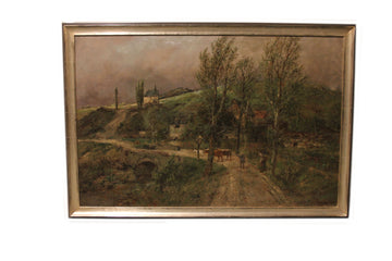 Olio su tela Olandese del 1800 raffigurante Scena campestre firmato Marinus Harting 1815 - 1861