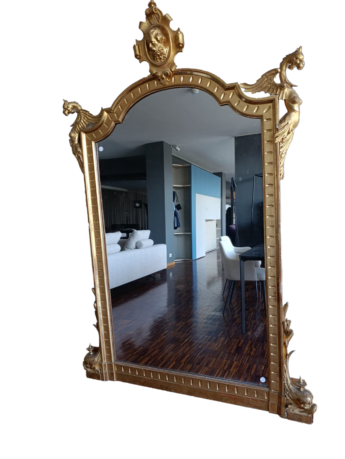 Grand miroir sur pied de la seconde moitié du XIXe siècle