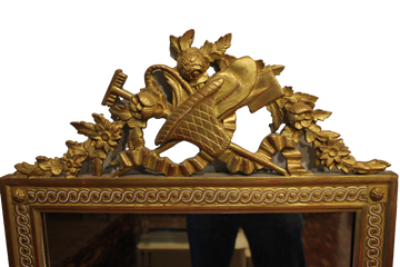 Grande Miroir Français en Bois Doré, Style Louis XVI, Seconde Moitié du XIXe Siècle