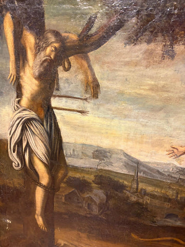 Dipinto a olio su tela, XVII secolo: "Martirio di San Sebastiano"