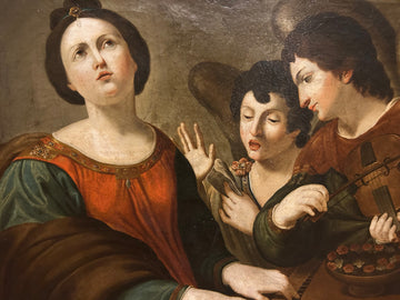 Olio su tela del XVII secolo raffigurante Santa Cecilia, patrona della musica