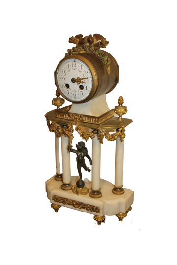 Pendule de cheminée en marbre et bronze doré, France, fin du XIXe siècle