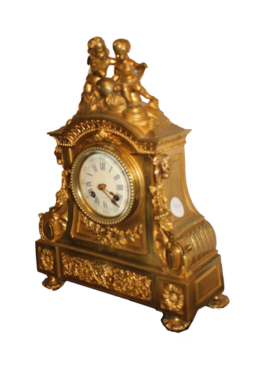 Horloge de table en bronze doré de style Louis XIV - XIXe siècle