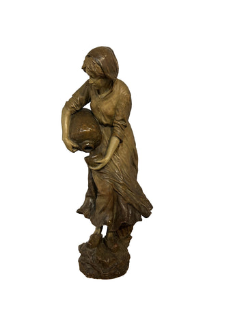 Bellissima Scultura Francese del 1800 Raffigurante Giovane Fanciulla