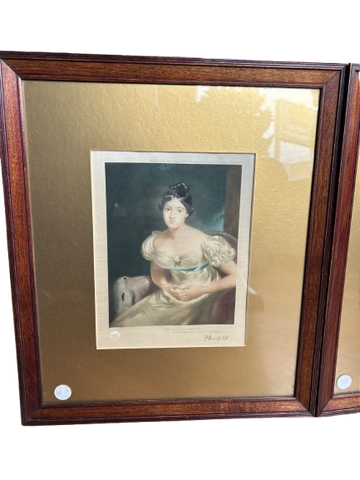 Coppia di stampe acquerellate del 1800 Francesi Raffiguranti Ritratti