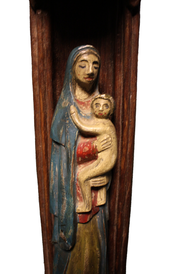Scultura Madonna in legno del 1600 con Tabernacolo