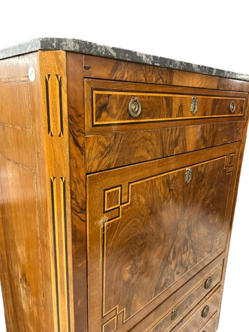 Secretaire Stile Luigi XVI di inizio 1800 In radica di Noce