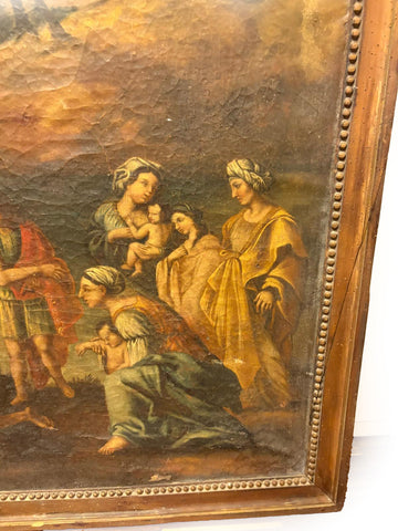 Predicazione di San Giovanni Battista – Olio su tela antico, in cornice d'epoca