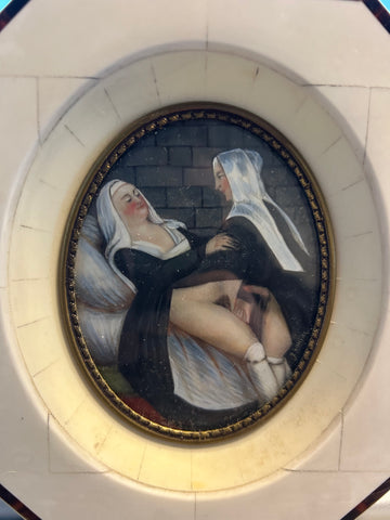 Dipinto su Miniatura raffigurante Scena Erotica XIX secolo