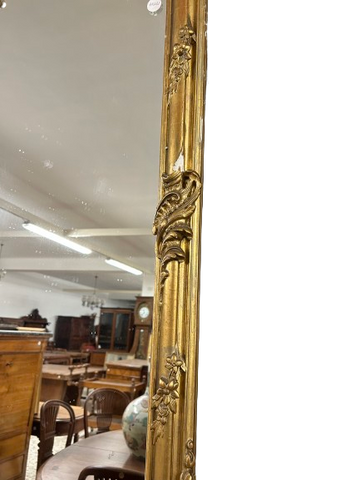 Specchiera Francese Stile Luigi XV Dorata con Ricca Cimasa