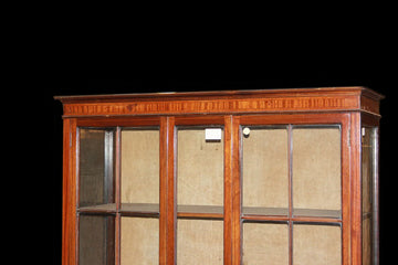 Vitrine anglaise 2 portes de style victorien en bois d'acajou avec filet incrusté