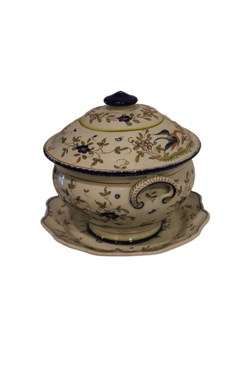 Zuppiera in porcellana francese di inizio XX secolo con piatto