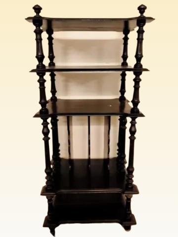 Bibliothèque etagere Louis Philippe française en bois noirci