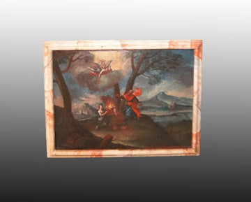 Italian oil on canvas from 1700 depicting a Biblical scene