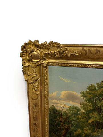 Paesaggio rurale francese con pastori e gregge – metà 1800