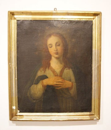 Huile sur toile représentant la Vierge Marie 1700
