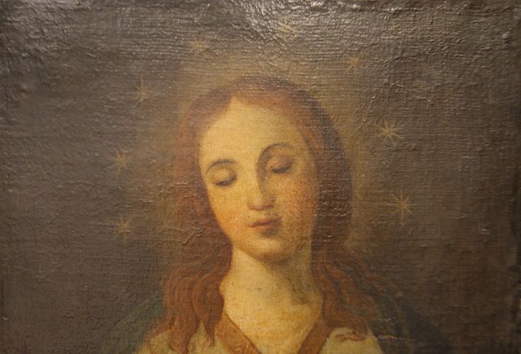 Olio su tela raffigurante Vergine Maria 1700