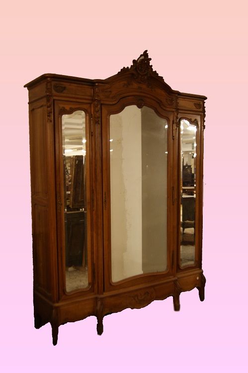 Grande armadio 3 porte con specchio stile Luigi Filippo del 1800