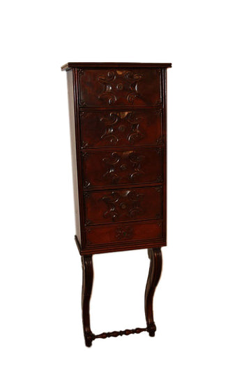 Early 19th century Louis Philippe style wall cabinet in mahogany wood