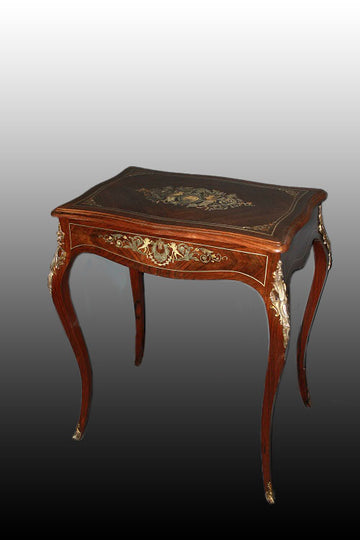Mid-19th century French Louis XV style dressing table with ivories and silvered bronzes
