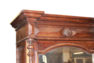 Armadio ad 1 porta con specchio del 1800 stile Luigi Filippo in legno di noce
