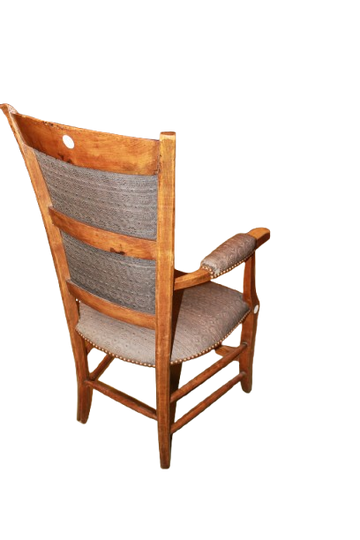 French Walnut Armchair with Upholstered Seat and Back – Late 19th Century