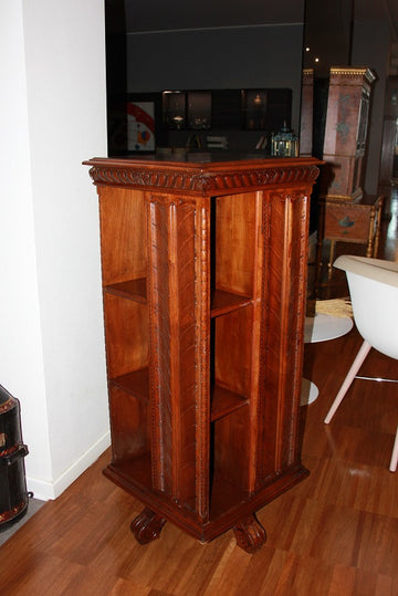 French revolving bookcase from the 19th century in walnut wood