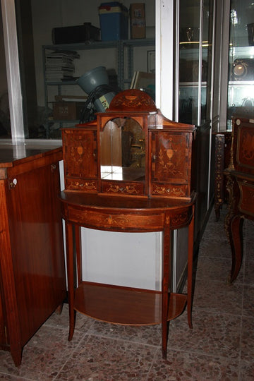 Small English Console Cabinet in Sheraton Style Satinwood from the 1800s