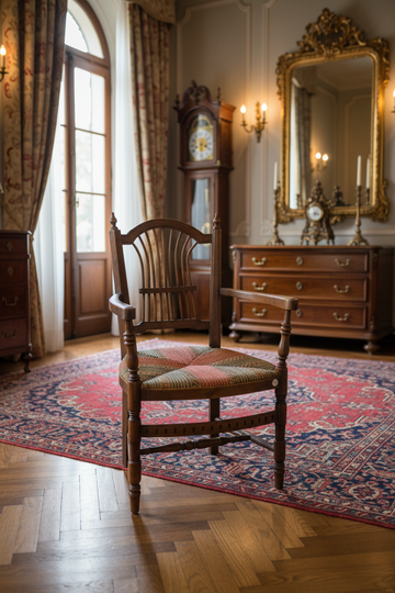 French Rustic Country Armchair in Walnut, Late 19th Century