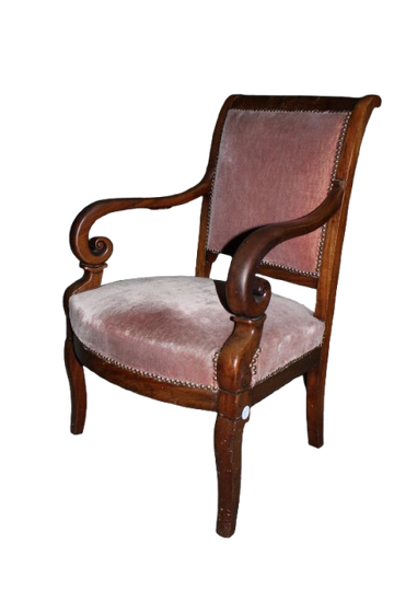 Pair of French Directory Style Armchairs in Mahogany, Mid 19th Century