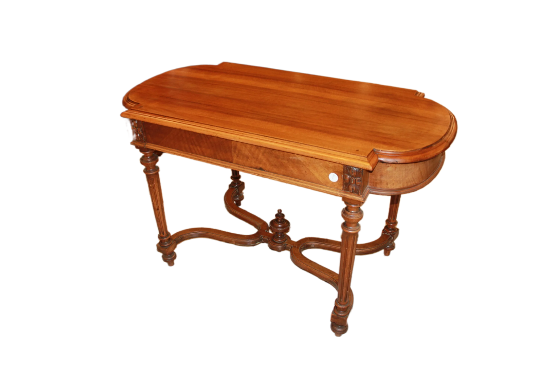 Tavolo da salotto con cassetto stile Luigi XVI in noce del 1800