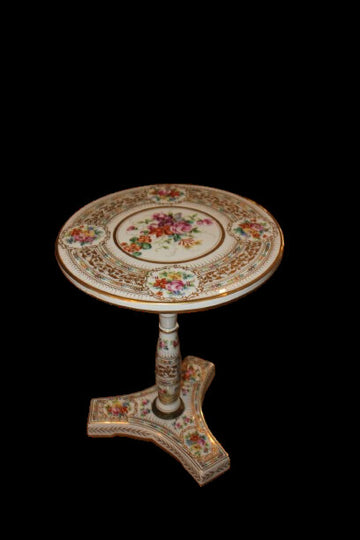 Charming French Low Porcelain Table with Floral Decoration, Early 20th Century