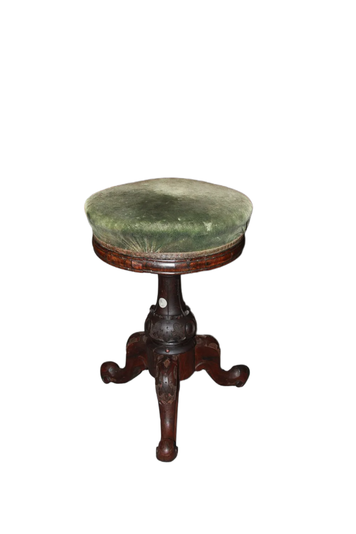 Pouf Girevole Sgabello da Pianoforte Vittoriano del 1800