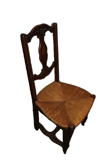 Set of 6 French Provençal Walnut Chairs with Rush Seats – Late 19th Century