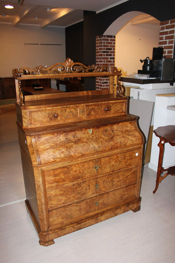 French Walnut Chest of Drawers with Riser Louis Philippe Style 