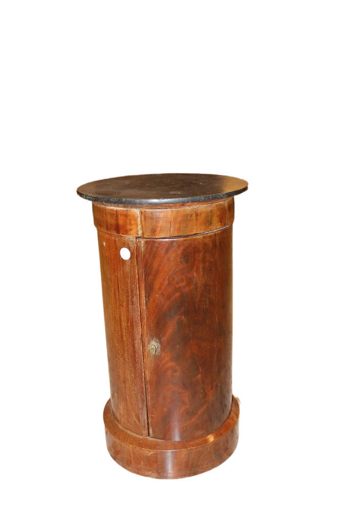 French 1800s Mahogany Cylinder Bedside Cabinet in Directoire Style