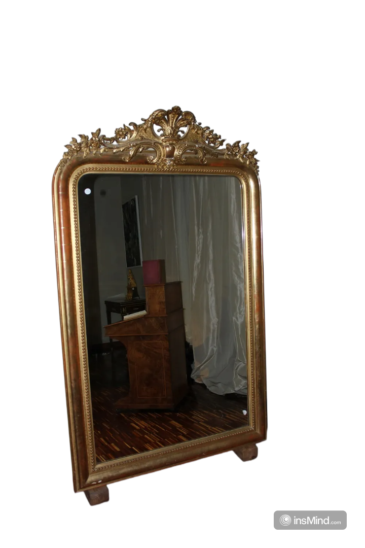 Large French Mirror Louis XVI Style Giltwood with Gold Leaf