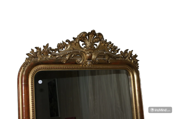 Grande Specchiera Francese Stile Luigi XVI in Legno dorato Foglia Oro