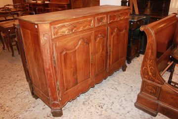 French Provencal 2-Door Walnut Sideboard with Drawers from the 1800s