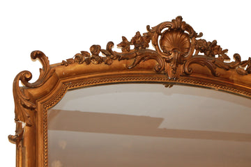 Grande Specchiera Luigi XV in Legno Dorato Foglia Oro XIX secolo
