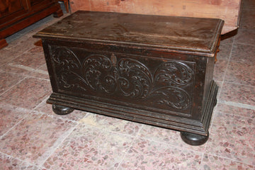 Small French Walnut Wood Chest from the 1700s with Onion Feet