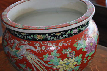 Cachepot Vaso Porta Piante Cinese di inizio XX secolo Con Fiere