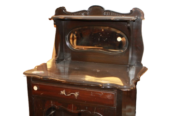 Cabinet ad 1 porta con Alzata in Legno Laccato nero XIX secolo