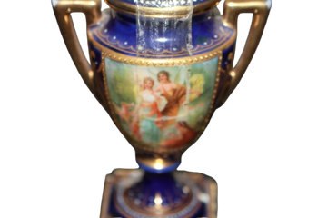 Piccolo Vaso di inizio 1800 Manifattura Vienna Blu con Scena Galante