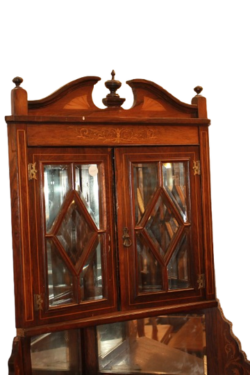 Antique Victorian English Rosewood Corner Cabinet – 19th Century Display Cabinet