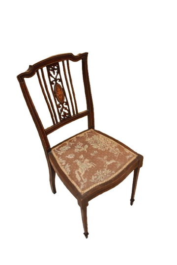 Gruppo di 4 Sedie Vittoriane Intarsiate
