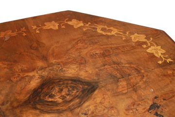 Tavolino Vittoriano Ottagonale Intarsiato XIX secolo